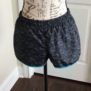2 for $12 Pony Women's Black print running athletic Shorts with liner Sz L